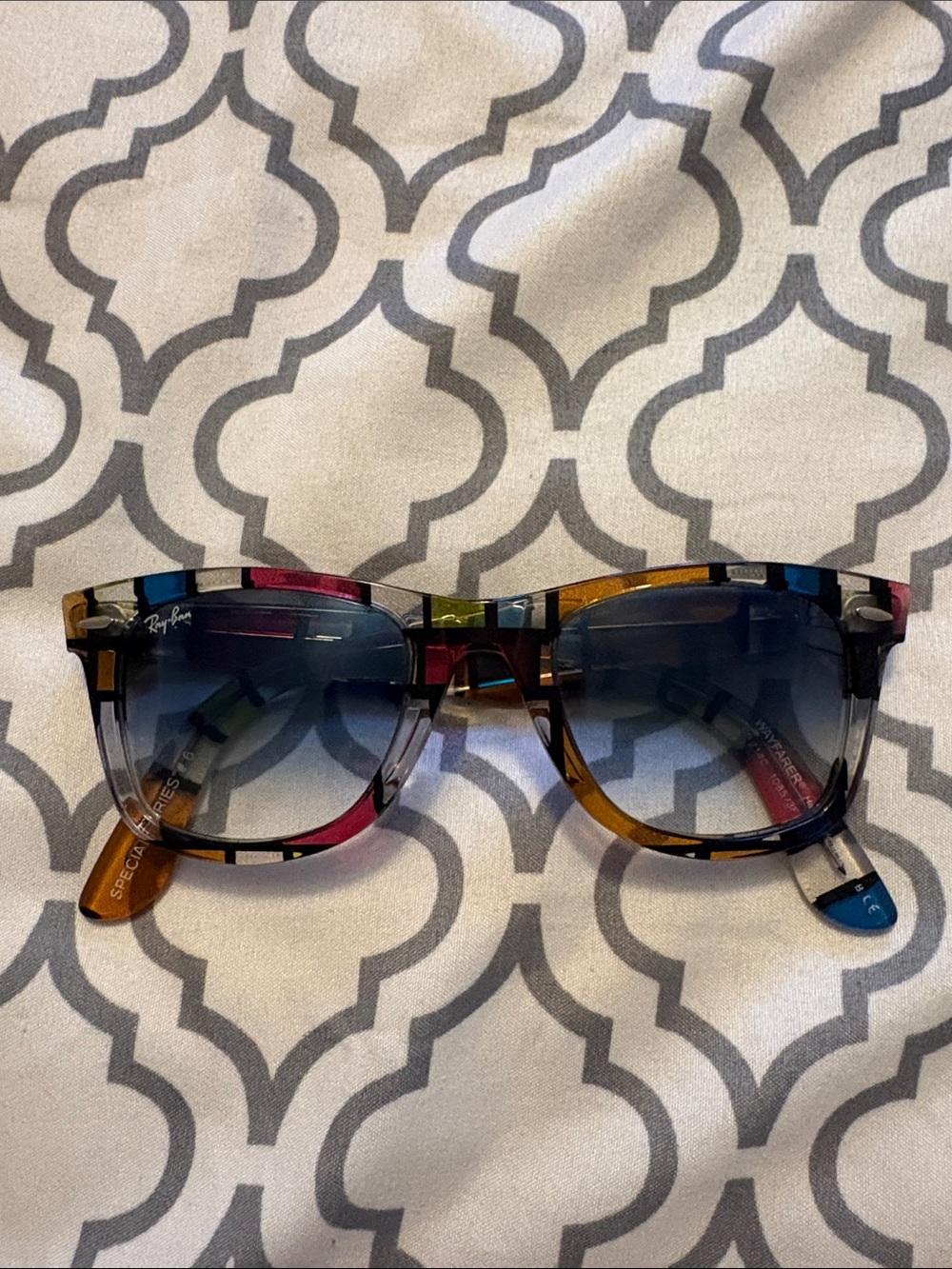 Ray-Ban Multicolor Patterned Frame Sunglasses with Blue Gradient Lenses